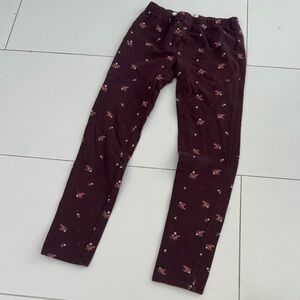 GAP Kids Burgundy Floral Leggings 8 girls